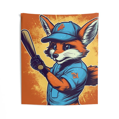 Fox Baseball Sport Player Athletic Graphic Indoor Wall Tapestries