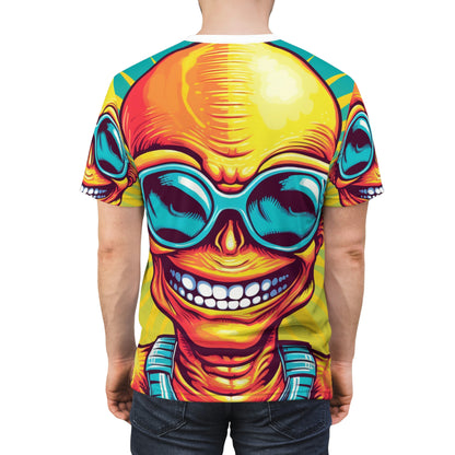 Alien Pop Culture Bright Body Designer Unisex Cut & Sew Tee (AOP)