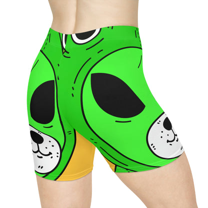 Frog Alien Visitor Women's Biker Shorts (AOP)