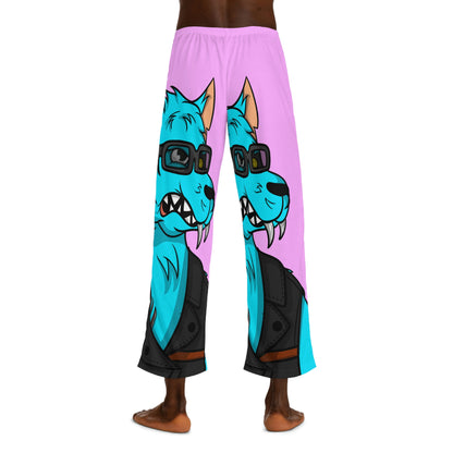 Wolve Aqua Water Blue Wolf Cyborg Men's Pajama Pants (AOP)