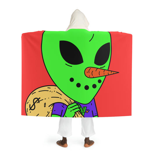 Money Bank Bag Snowman Green Visitor Alien Hooded Sherpa Fleece Blanket