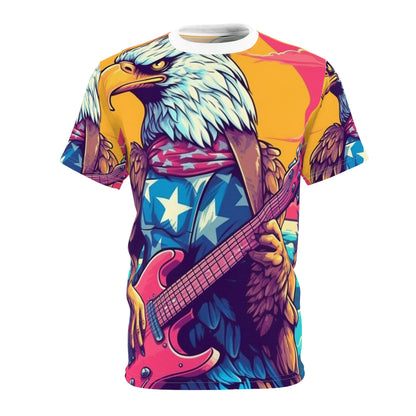 Bald Eagle from America, the Guitar Maestro Graphic Unisex Cut & Sew Tee (AOP)