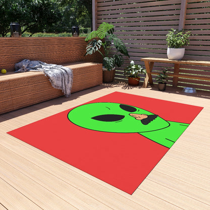 Green Visitor Alien Disguised Fake Nose Outdoor Rug