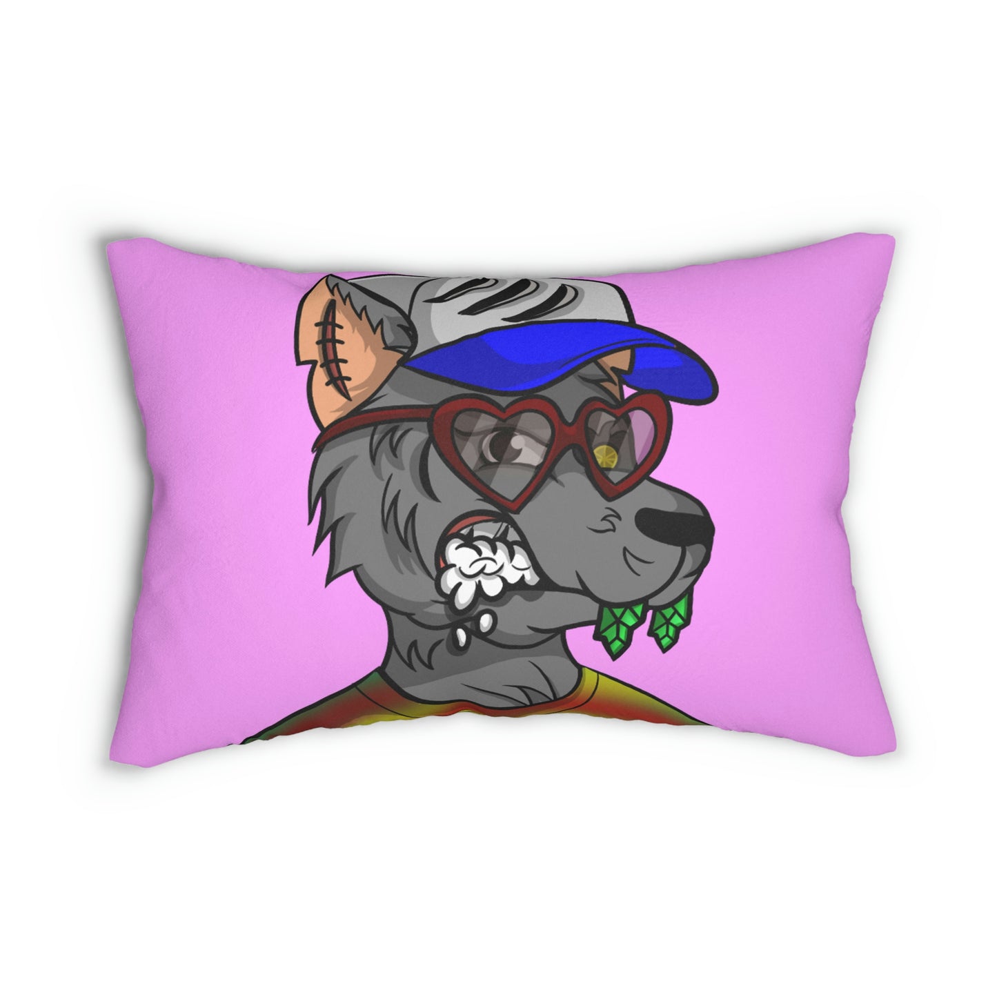 Valentine Heart Wolf Werewolve Tiedye Spun Polyester Lumbar Pillow