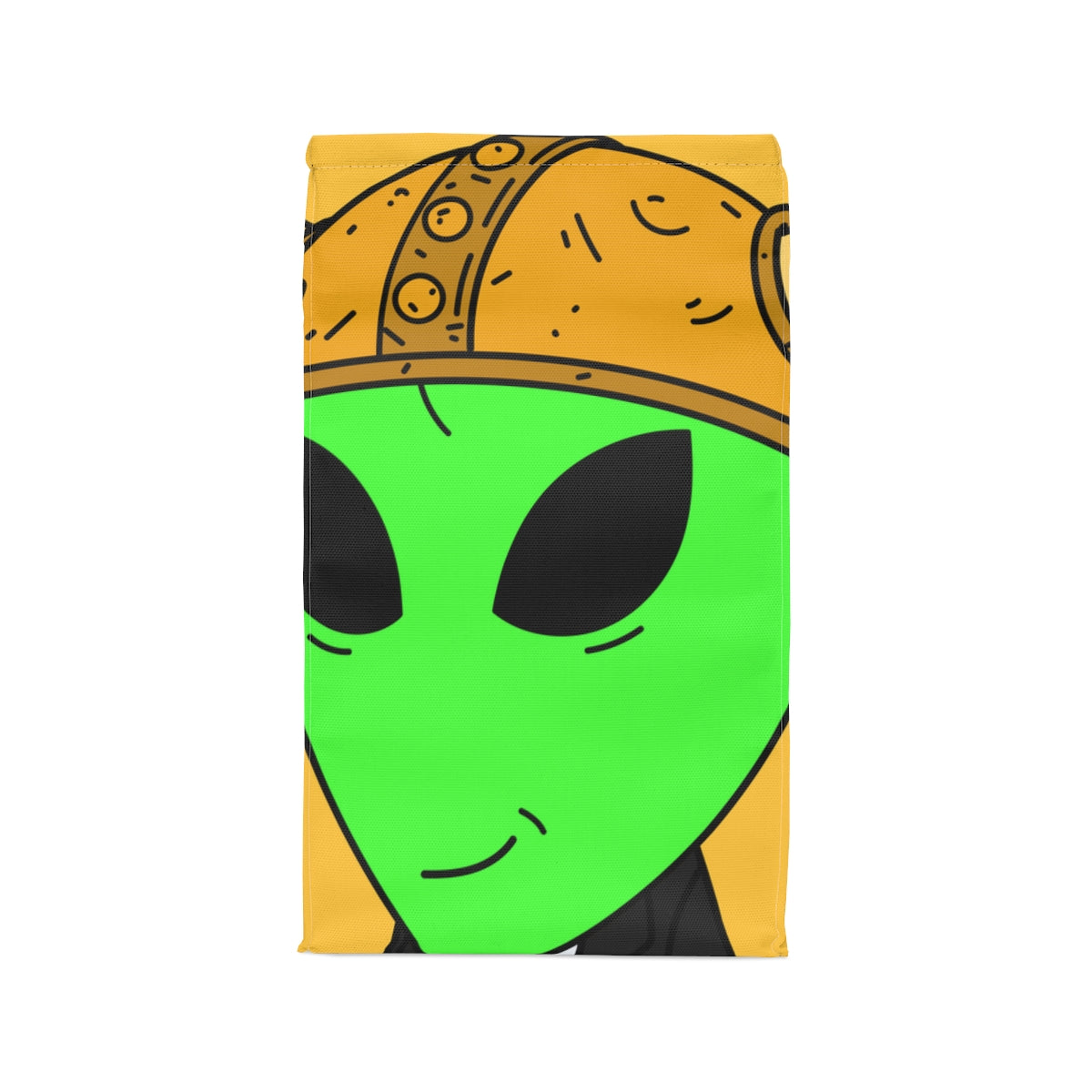 Green Smirk Face Alien Viking Helmet Black Business Suit Visitor Polyester Lunch Bag