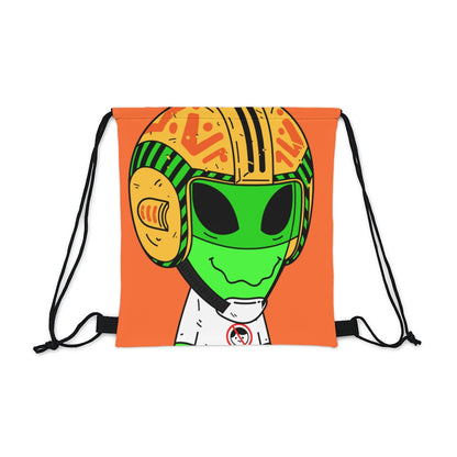 Nave espacial amarilla OVNI Platillo volador Casco Sonriente verde Anti humano Visi al aire libre Mochila saco