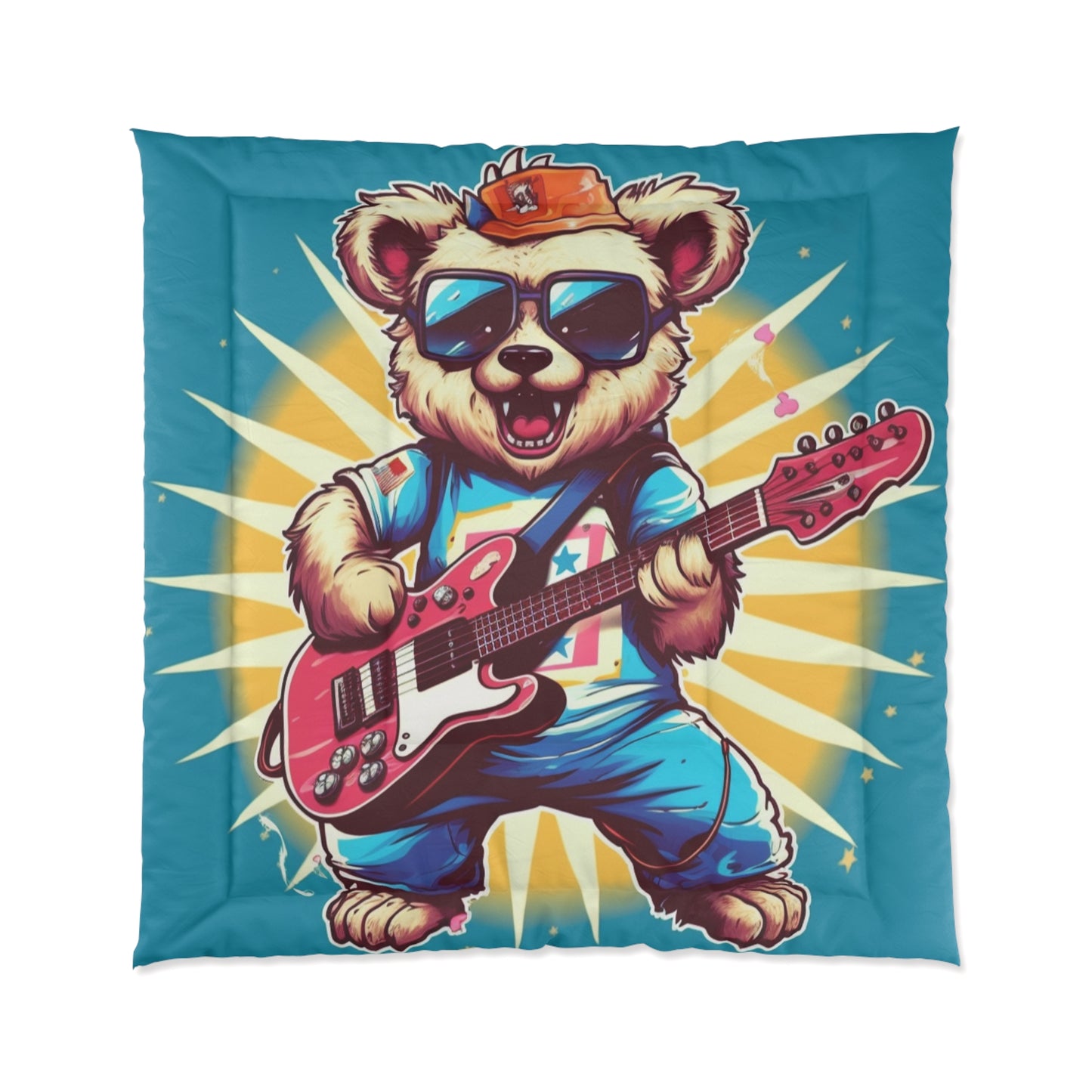 Bear Guitarist Music Guitar Player Animal Graphic Comforter