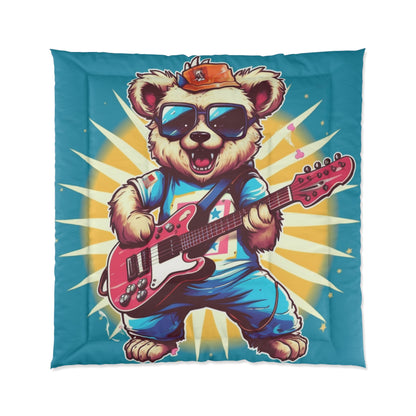 Bear Guitarist Music Guitar Player Animal Graphic Comforter