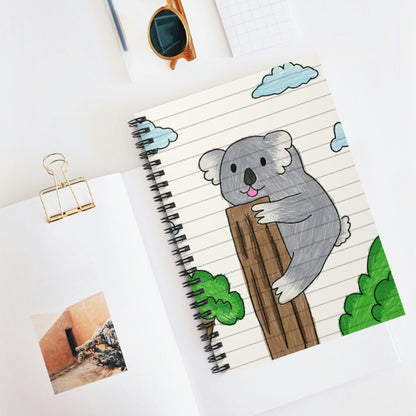 Cuaderno de espiral escalador de árboles animal oso koala - Línea reglada