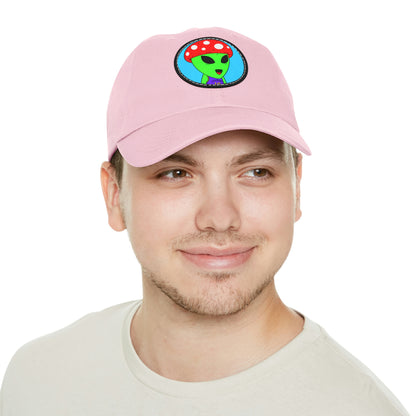 Healthy Sport Jersey Mushroom Alien Dad Hat with Leather Patch (Round)