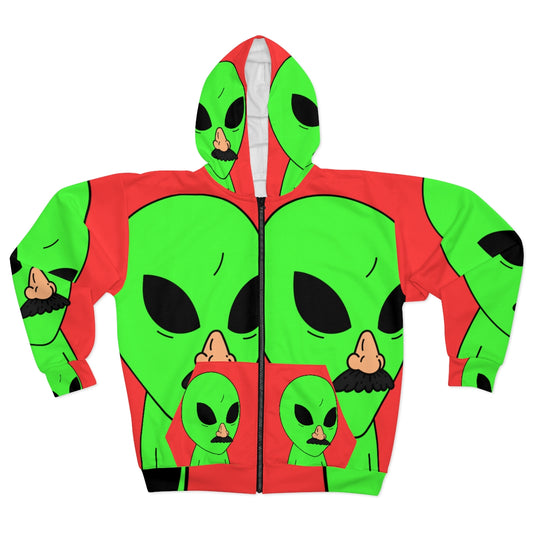 Fake Alien Desiguise AOP Unisex Zip Hoodie