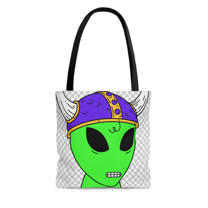 Purple Viking Helmet Digital Teeth Alien Visitor AOP Tote Bag