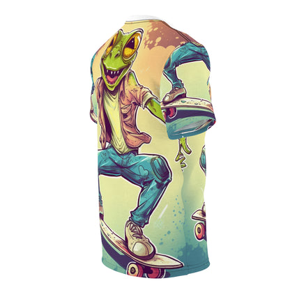 Frog Skateboard Trick Amphibian Sport Graphic Unisex Cut & Sew Tee (AOP)