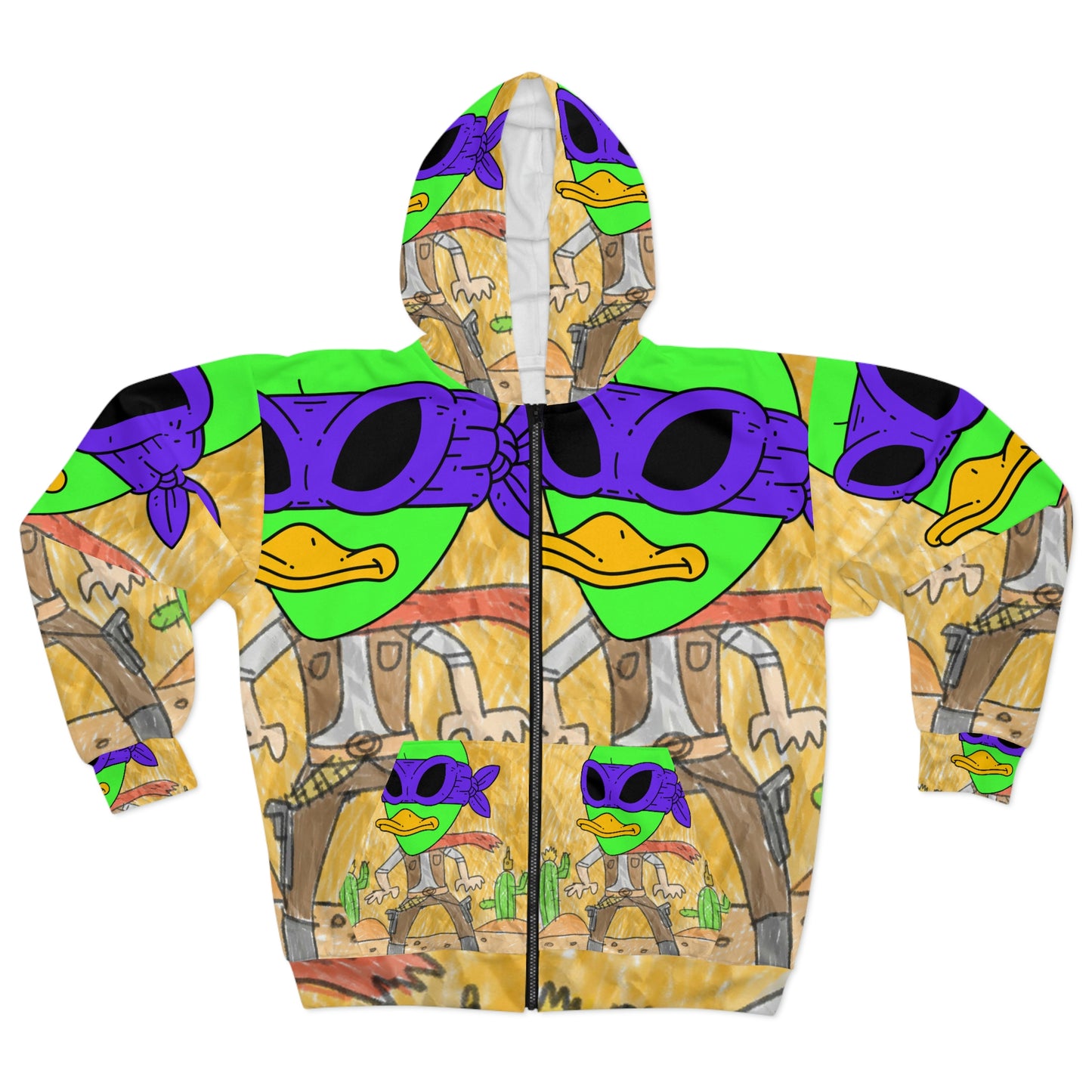 Cowboy Wild West Alien Visitor 751 AOP Unisex Zip Hoodie