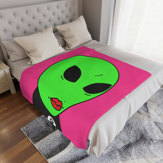 8 Ball Green Alien Lipstick Visitorn Minky Blanket