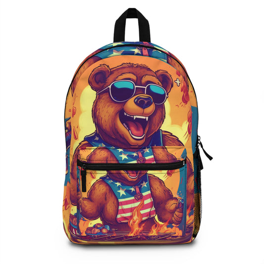 Patriotic Bear's BBQ Bash: Grill and Chill this 4th of July USA Backpack