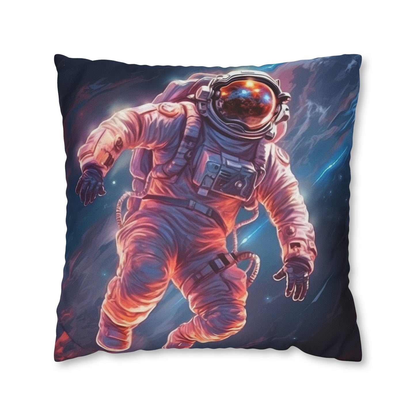 Astronaut Outer Space - Galaxy Starfield Art Spun Polyester Square Pillow Case