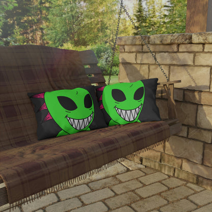 Spiked Pink Hair Muscle Alien Visitor Outdoor Pillows