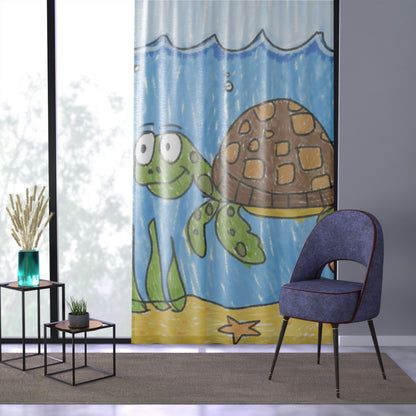 Sea Turtle Beach Sand Ocean Window Curtain