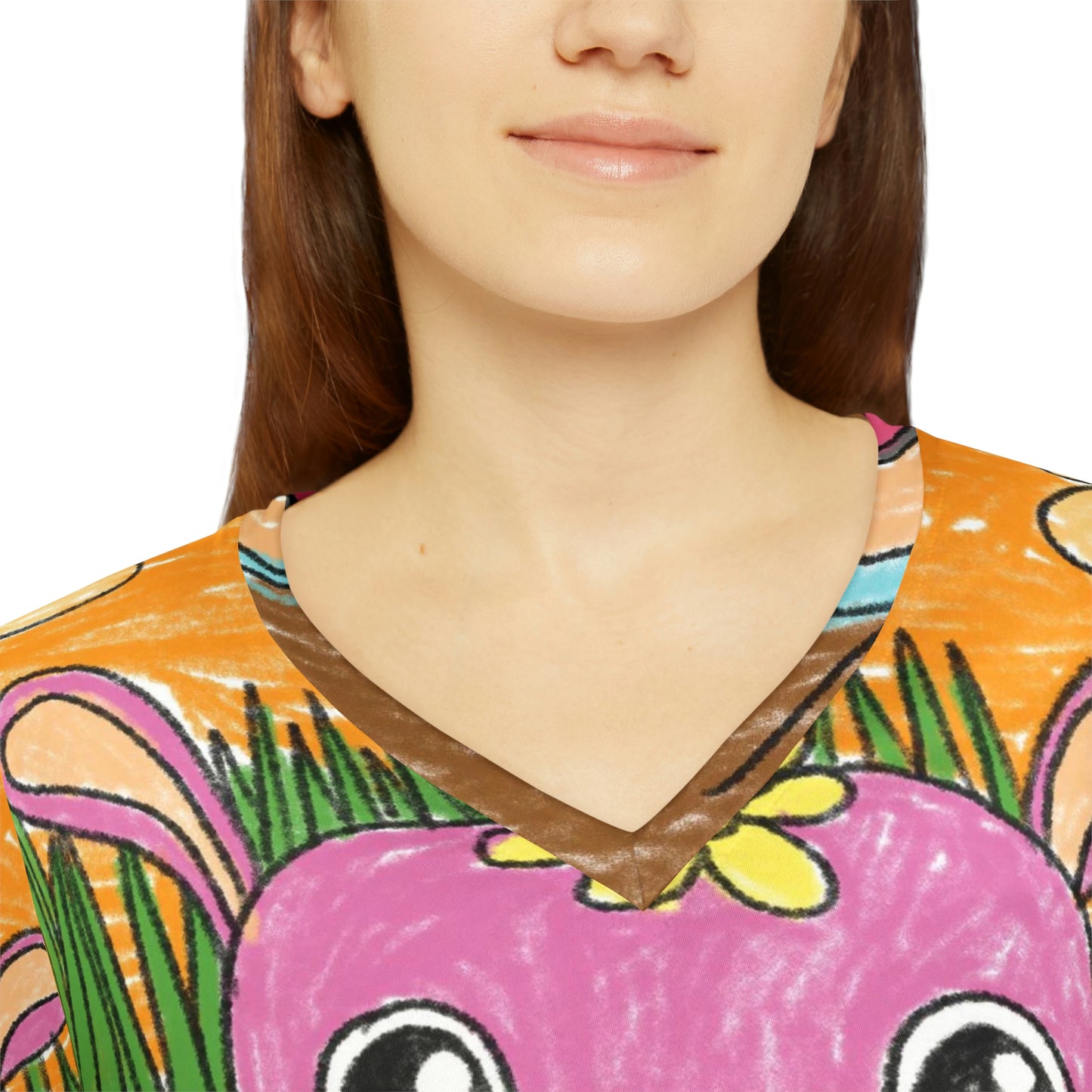 Hippo Hippopotamus Animal Creature Graphic Camisa de manga larga con cuello en V para mujer 