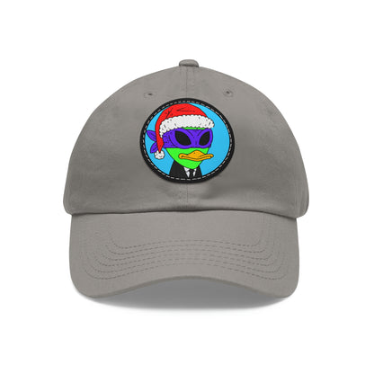 Santa Christmas Alien Visitor 751 Dad Hat with Leather Patch (Round)