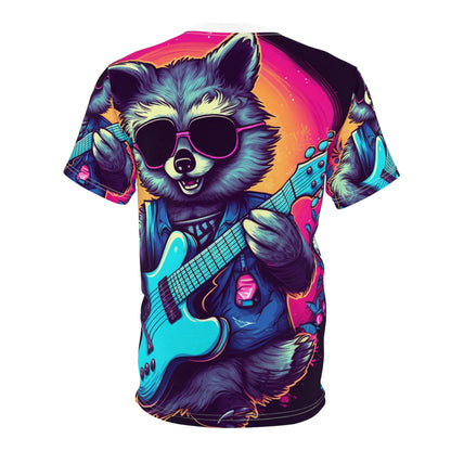 Raccoon Musician Art - Rock Star Guitarist Furry Animal Unisex Cut & Sew Tee (AOP)