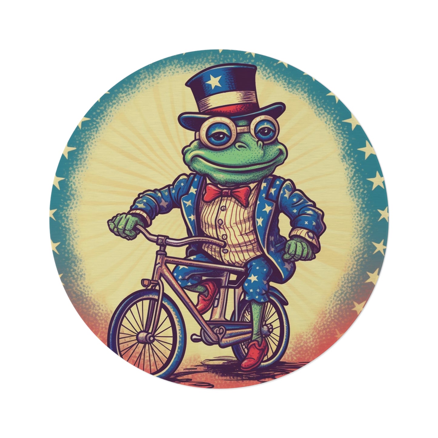 USA Frog Patriotic Indepencence Day 4th of July Bike Rider Round Rug