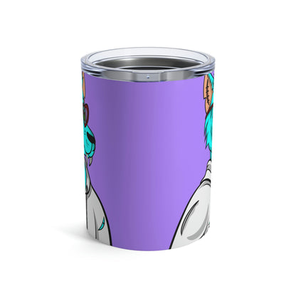 Aqua Blue Cyborg Lovely Heart Wolf Tumbler 10oz