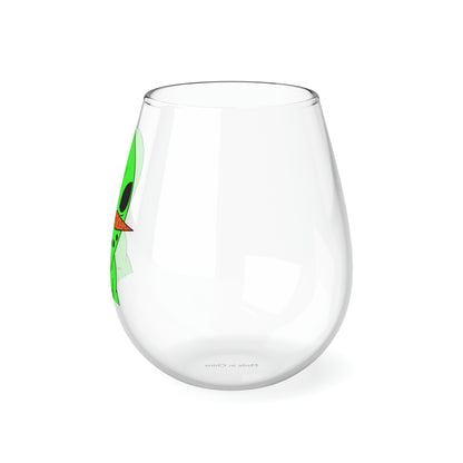 Veggie Visi Alien Vegetable Visitor Stemless Wine Glass, 11.75oz