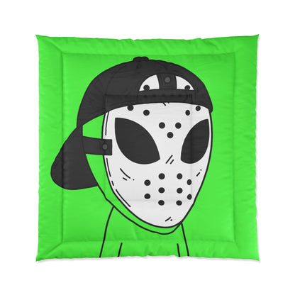 Hockey White Mask Green Alien Visitor Bed Comforter