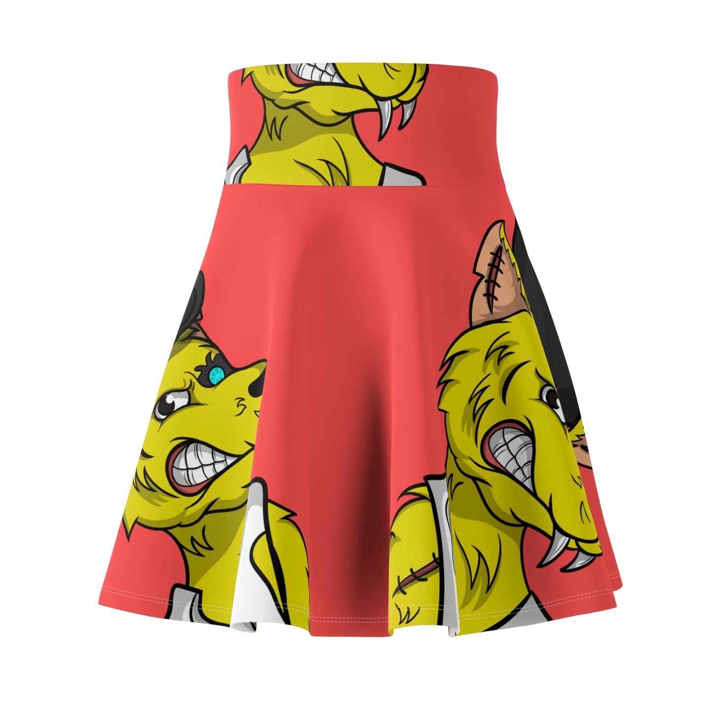 Top Hat Werewolve Cyborg Wolf Graphic Women's Skater Skirt