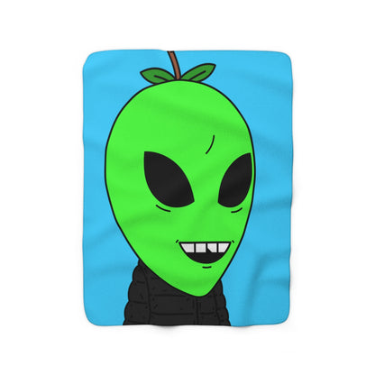 Green Apple Chipped tooth Visitor Smiling Sherpa Fleece Blanket