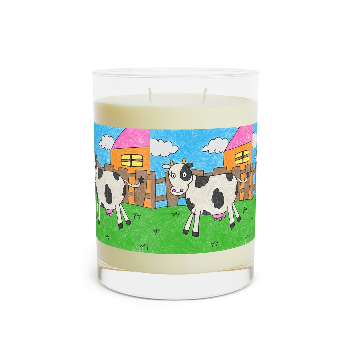 Cow Moo Farm Barn Animal Character Scented Candle - Full Glass, 11oz