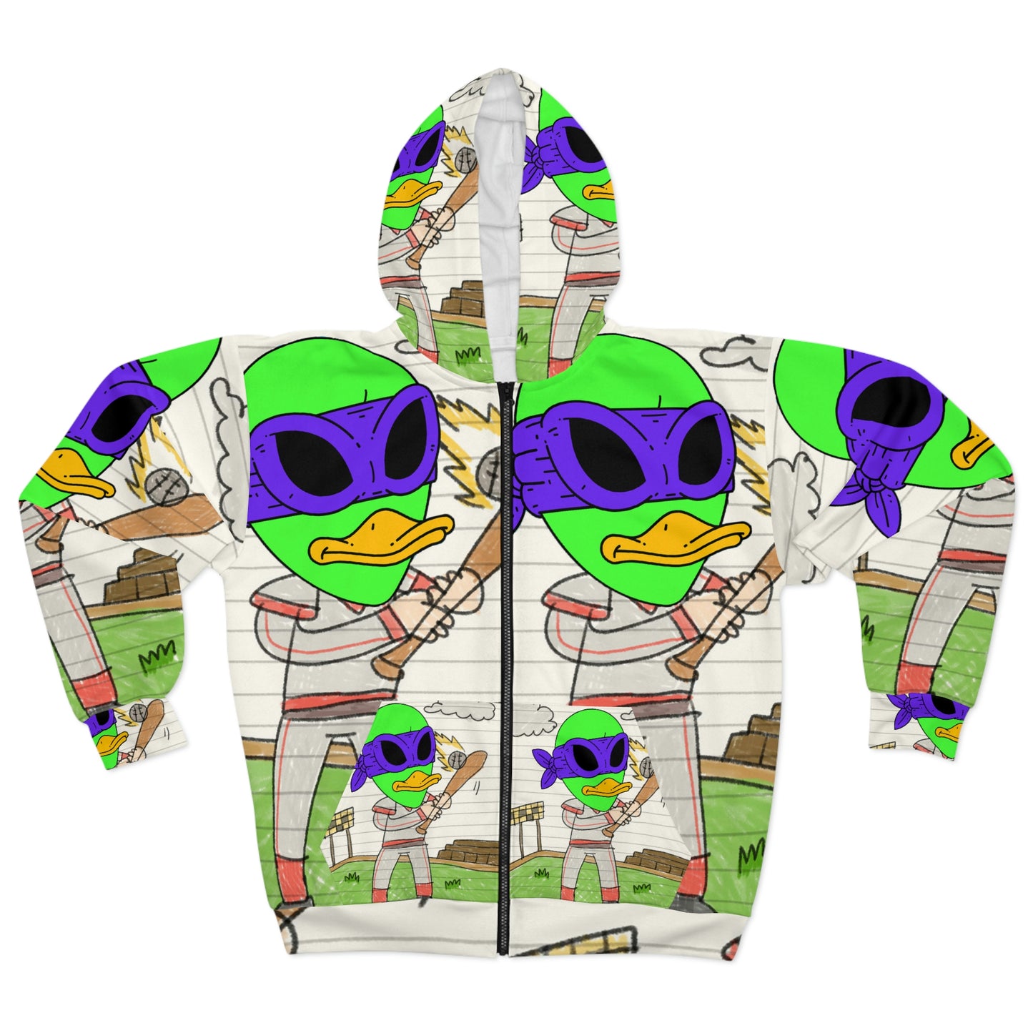 Baseball Sport Star Ninja Hero Visitor 751 Alien AOP Unisex Zip Hoodie