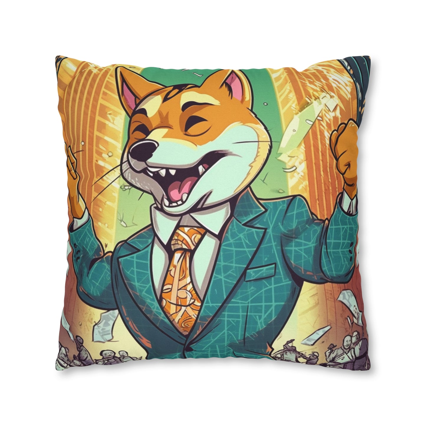 Synthwave Shiba Inu NYSE Collector's Gear: Spun Polyester Square Pillow Case