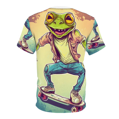 Frog Skateboard Trick Amphibian Sport Graphic Unisex Cut & Sew Tee (AOP)