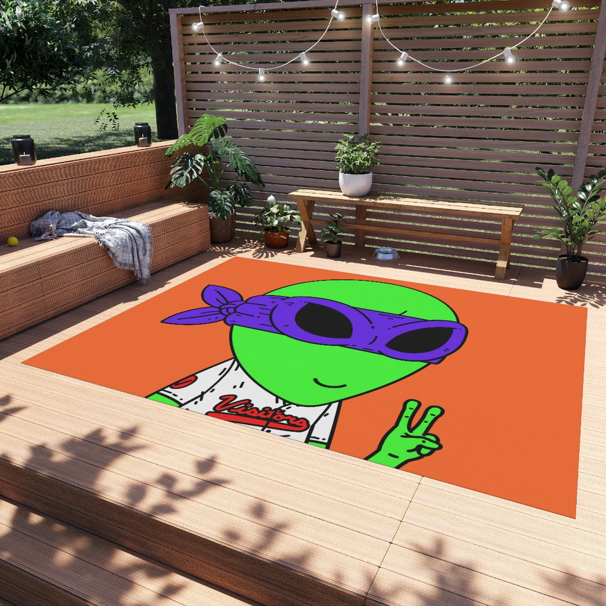 Purple Ninja Peace Visitor Jersey Alien Outdoor Rug