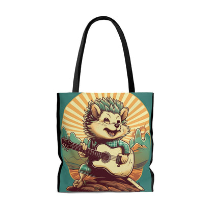 Hedgehog Old Style Classic Guitarist Digital Design Tote Bag (AOP)