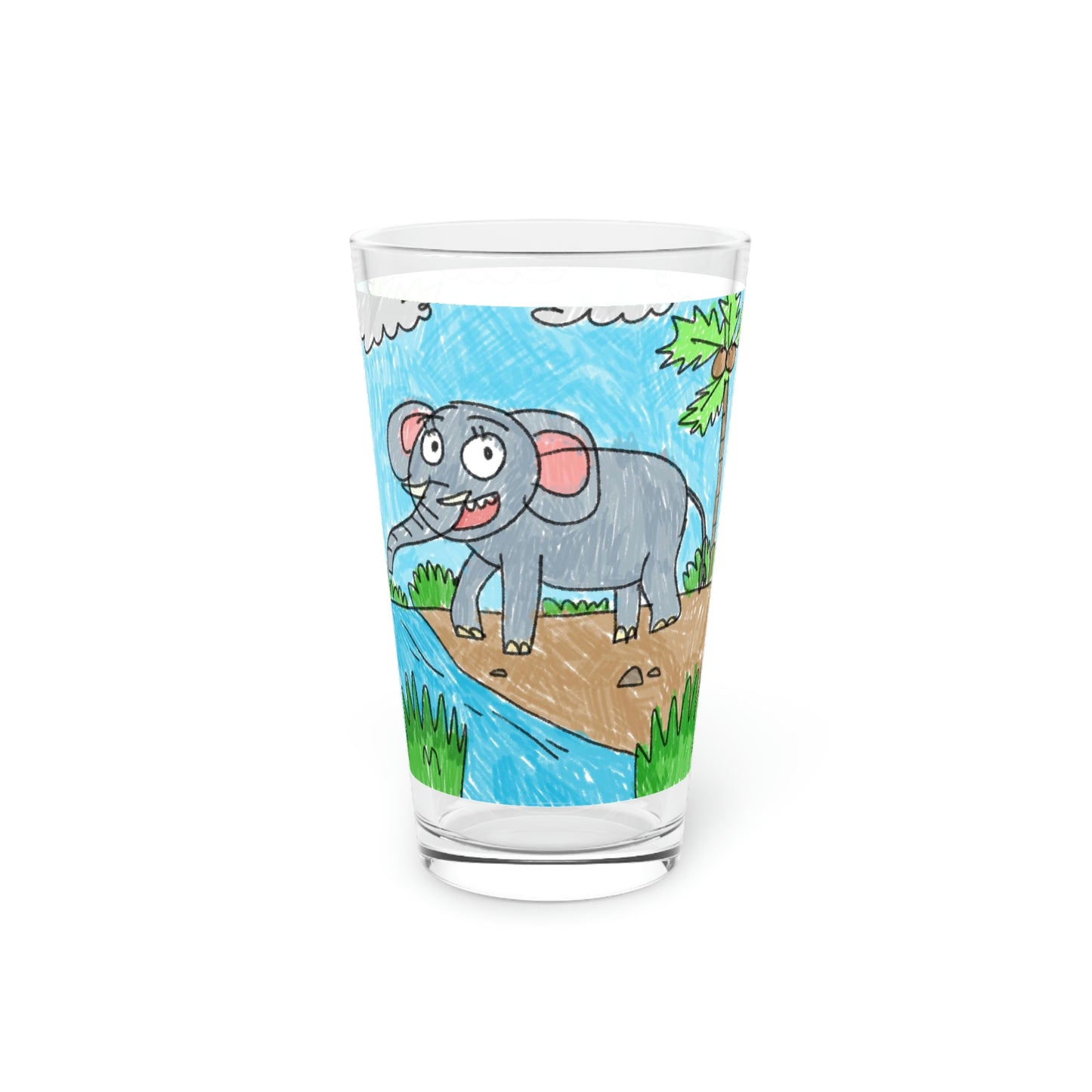 Elefante Elephant King Safari Animal Pint Glass, 16oz