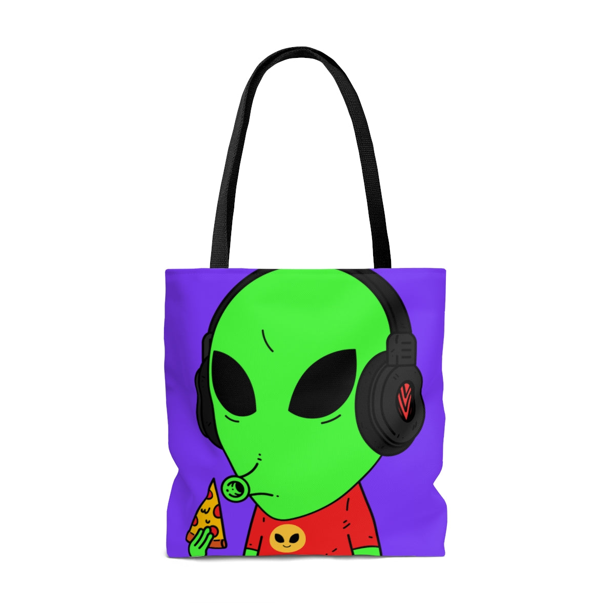 The Visitors Pizza Alien with Headphones AOP Tote Bag