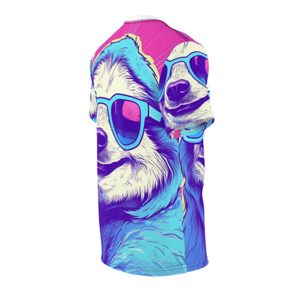 Space Sloth Retro Animal Style Unisex Cut & Sew Tee (AOP)