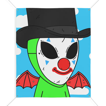 Clown Visitor Green Alien w/ Devil Wings Matte Banner