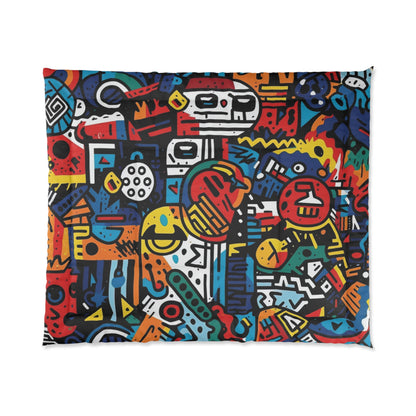 Street Art Inspired Bold Graffiti & Urban Motifs Design Comforter