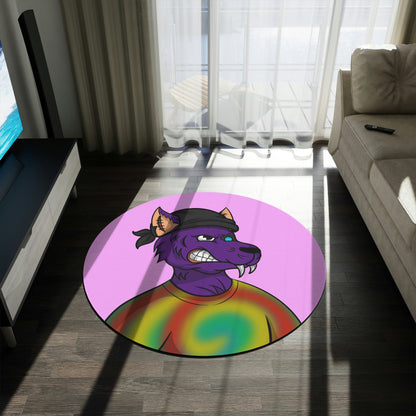 Wolf Purple Fur Cyborg Cool Outfit Round Rug