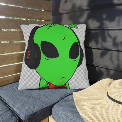 Alien Music Headphone Podcast Character Visitor Outdoor Pillows