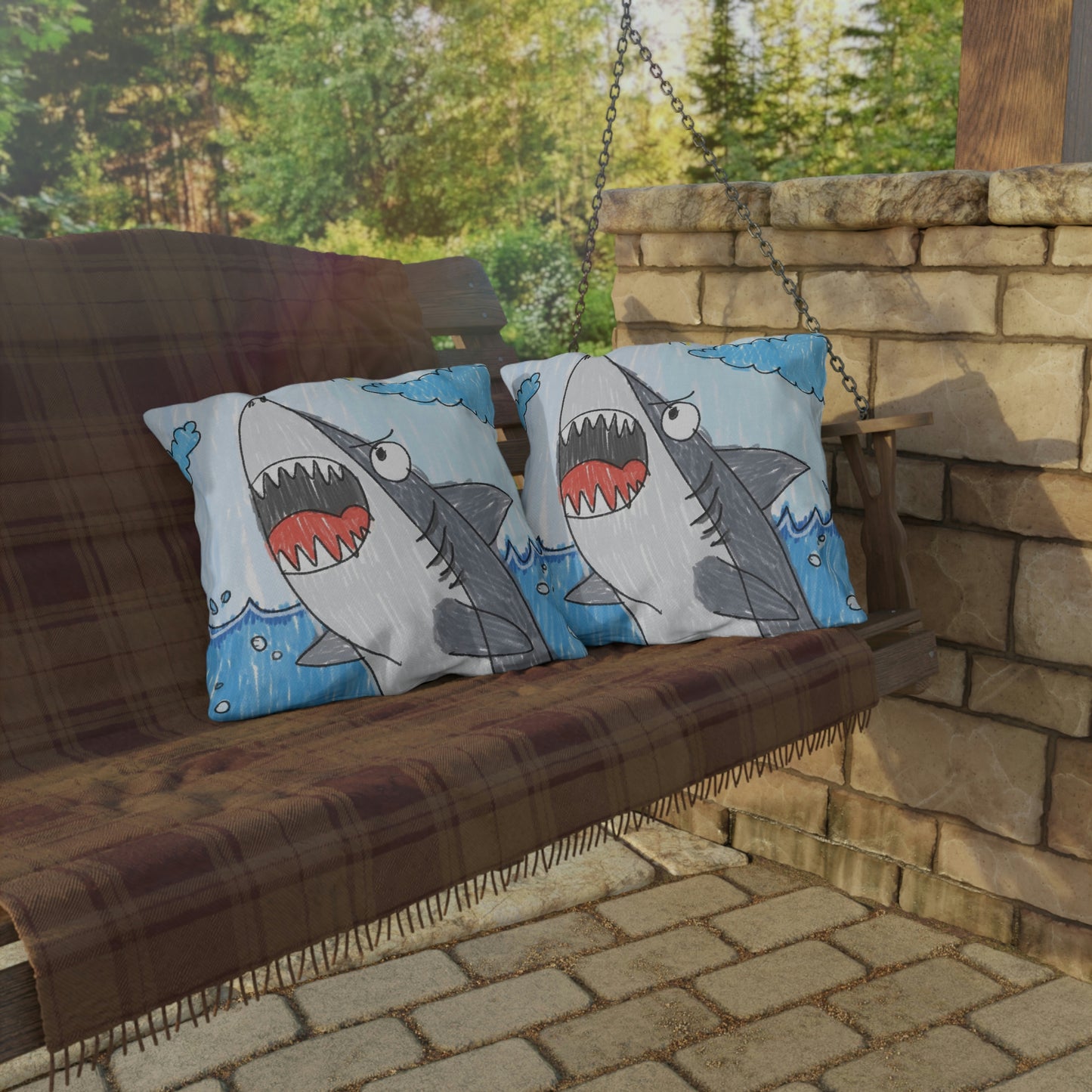 Shark Jaw Teeth Attack Ocean Sea Creature Outdoor Pillows