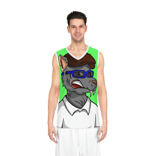 Camiseta de baloncesto Cyborg con sombrero de pasador de lobo gris 