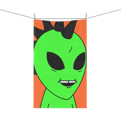 Black Hair Spiked Visitor Alien Kitchen Towel