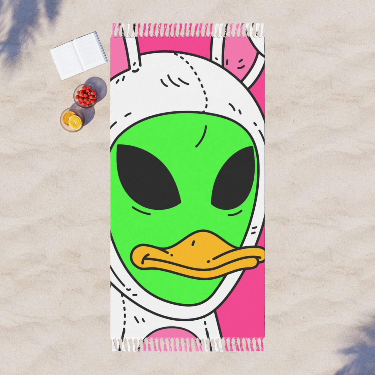 Paño De Playa Orejas de Conejito Visitante Verde Cara de Pato Extraterrestre Boho