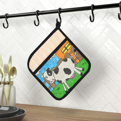 Cow Moo Farm Barn Animal Character Pot Holder with Pocket